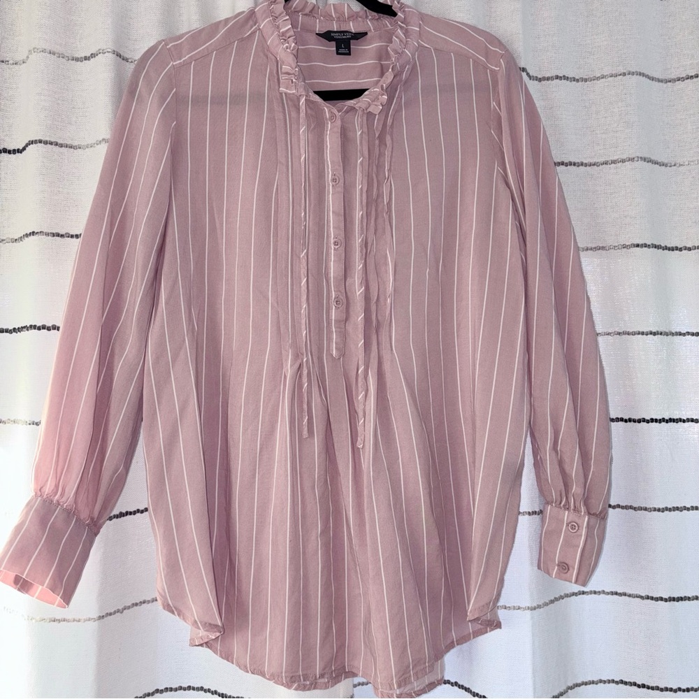 Simply Vera Vera Wang Blush Mauve Striped Blouse- Women’s size L